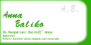 anna baliko business card